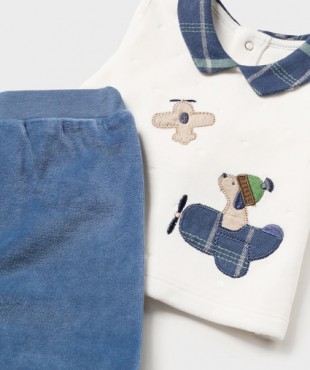 Σετ φορμάκι κλειστό πέλμα και μπλούζα βελούδο Νεογέννητο